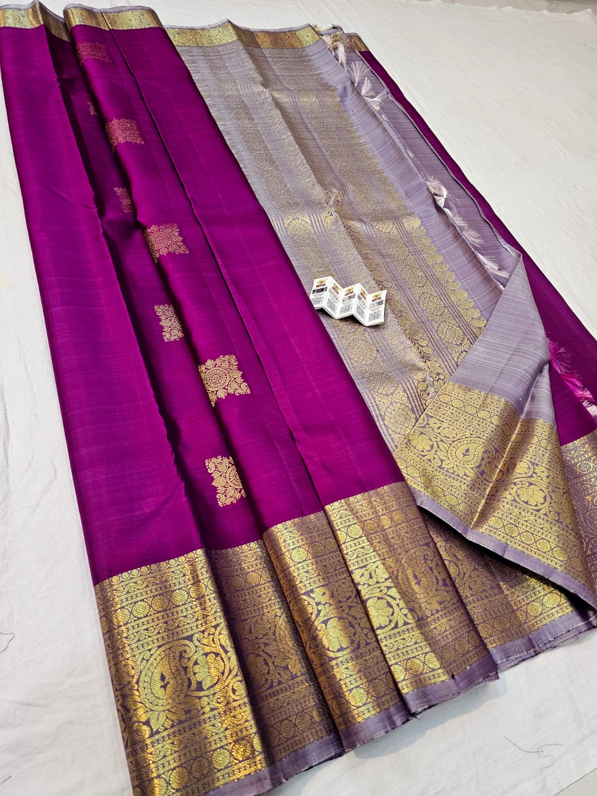 Kanchipuram Pure Silk Saree Bridal Magenta Kanjivaram Sari SPK289
