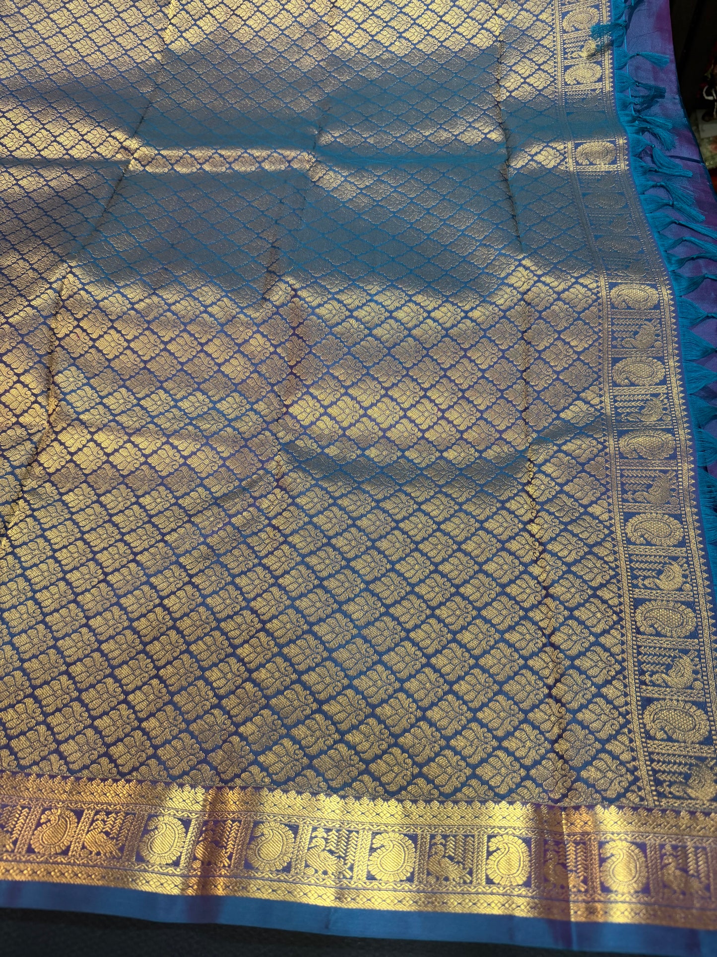 Bridal Blue Kanchipuram Pure Silk Saree Kanjivaram Sari SPK463