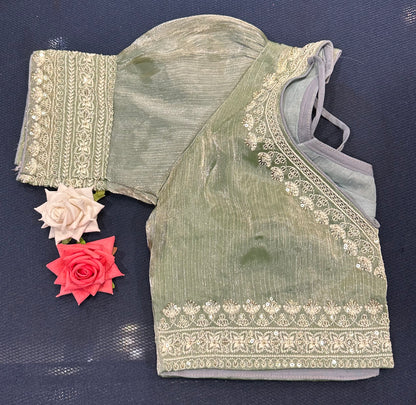 Navy Blue Sari Blouse Indian Saree Top Worked Choli B425