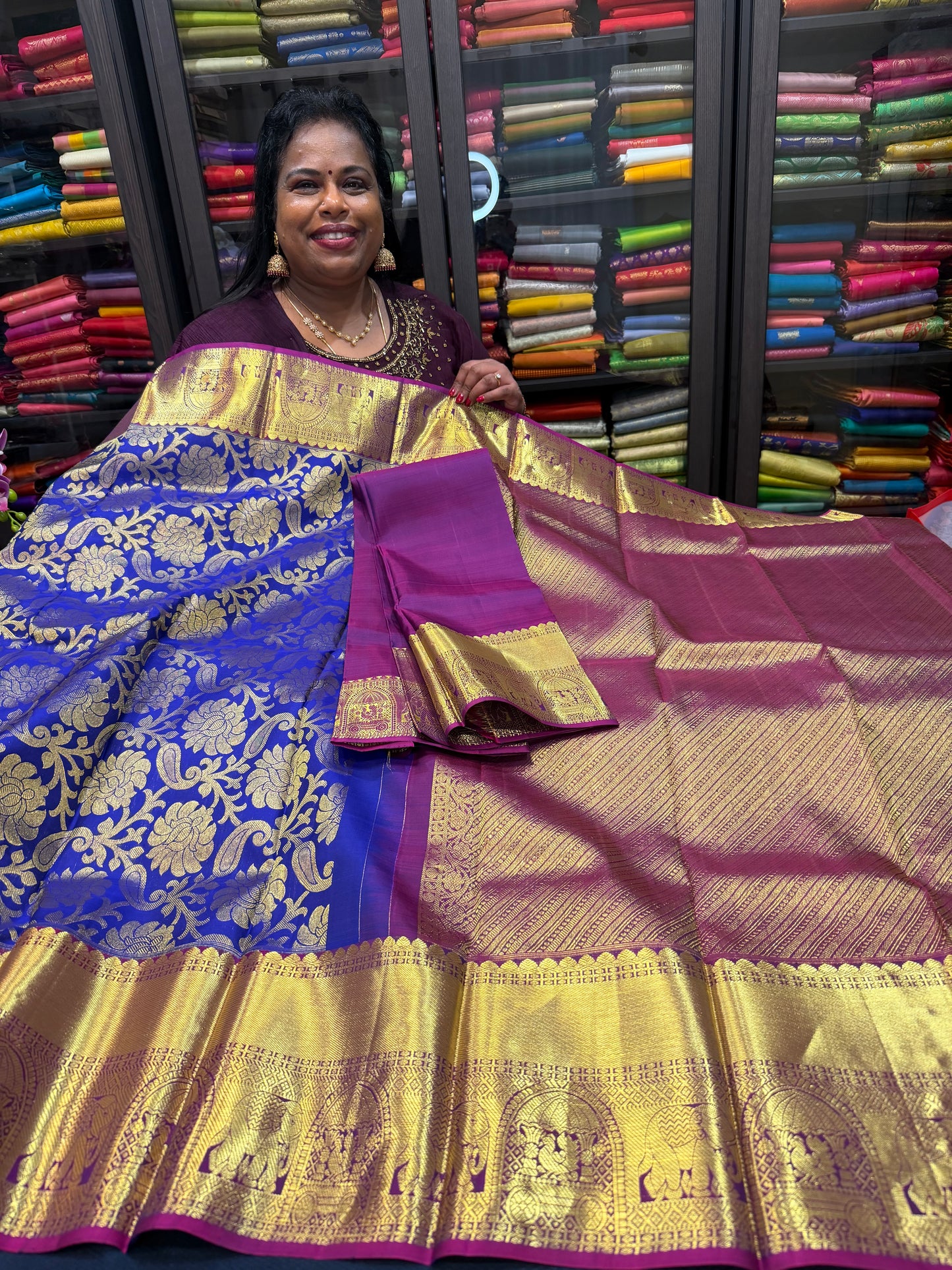 Kanchipuram Pure Silk handloom Saree Indian Kanjivaram Korvai Sari SPK365