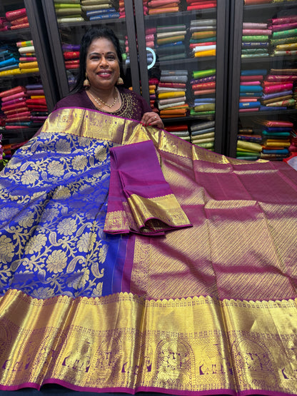 Kanchipuram Pure Silk handloom Saree Indian Kanjivaram Korvai Sari SPK365
