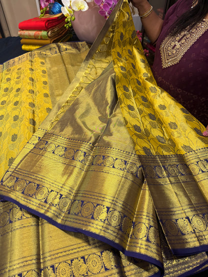 Kanchipuram Pure Silk Saree Bridal Tissue Kanjivaram Sari SPK240