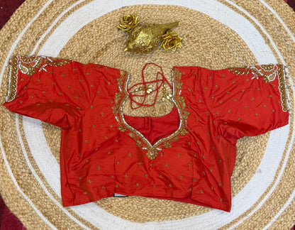 42” XL Size 12 size Aari Worked Sari Blouse Indian Saree Top Red B156