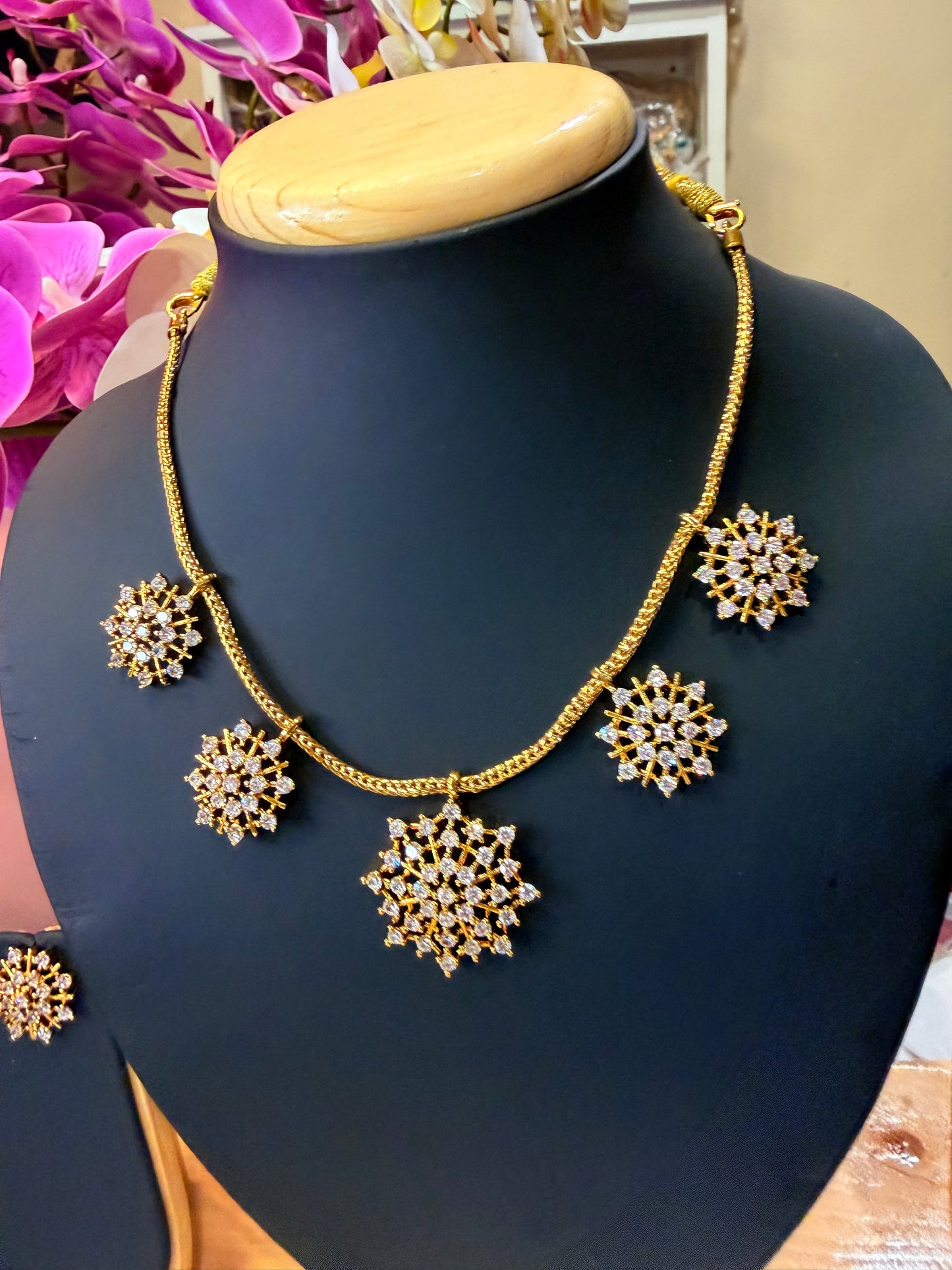 Indian Brass Necklace & Earrings Jewellery Set N69