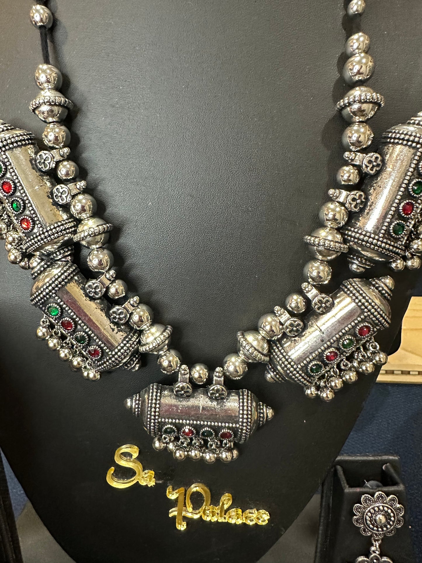Oxidised Silver Necklace & Earrings Indian Jewellery Set Afghani style N81