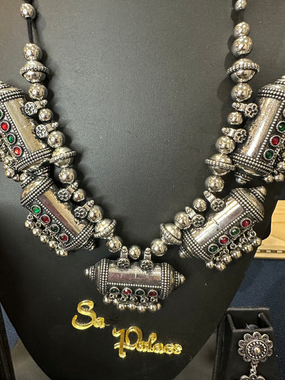 Oxidised Silver Necklace & Earrings Indian Jewellery Set Afghani style N81