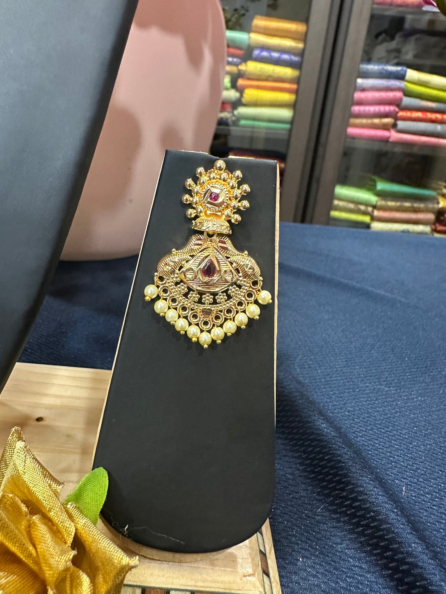 Forming Gold Indian Necklace Kerala Jewellery Ruby N47