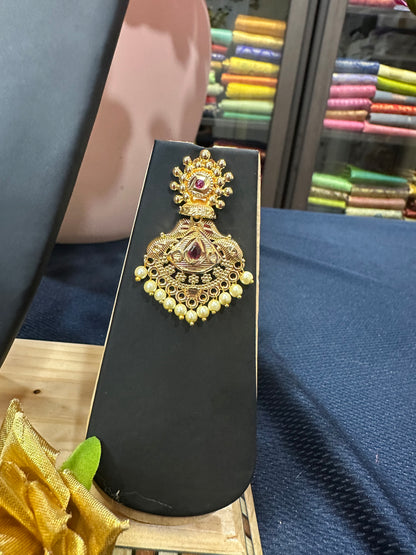 Forming Gold Indian Necklace Kerala Jewellery Ruby N47