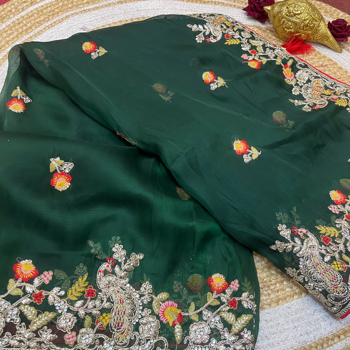 Sari Indian Fancy Party wear Green Saree SAR12