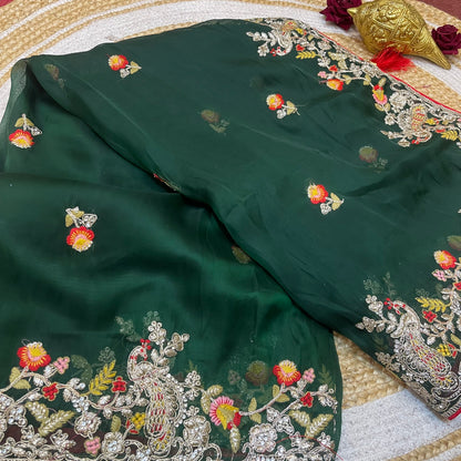 Sari Indian Fancy Party wear Green Saree SAR12