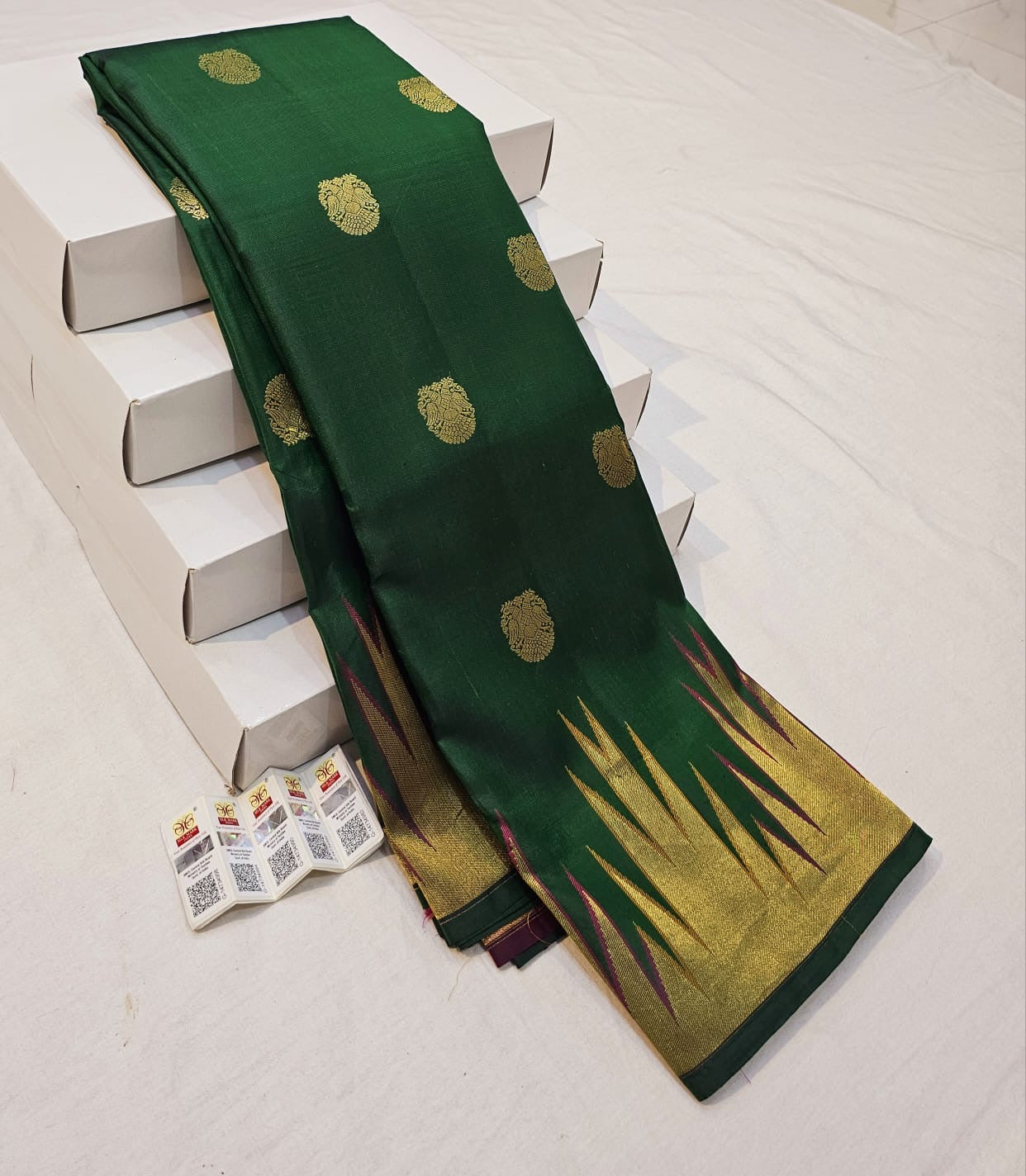 Kanchipuram Pure Silk Saree Bridal Green Kanjivaram Sari SPK257