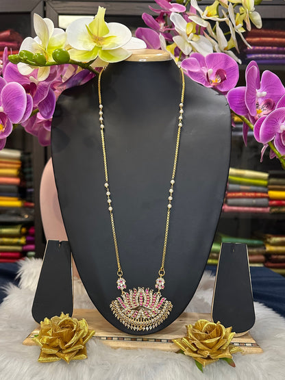 Impon Indian Necklace Ruby Lotus Pathakkam Haram Wedding Jewellery N31