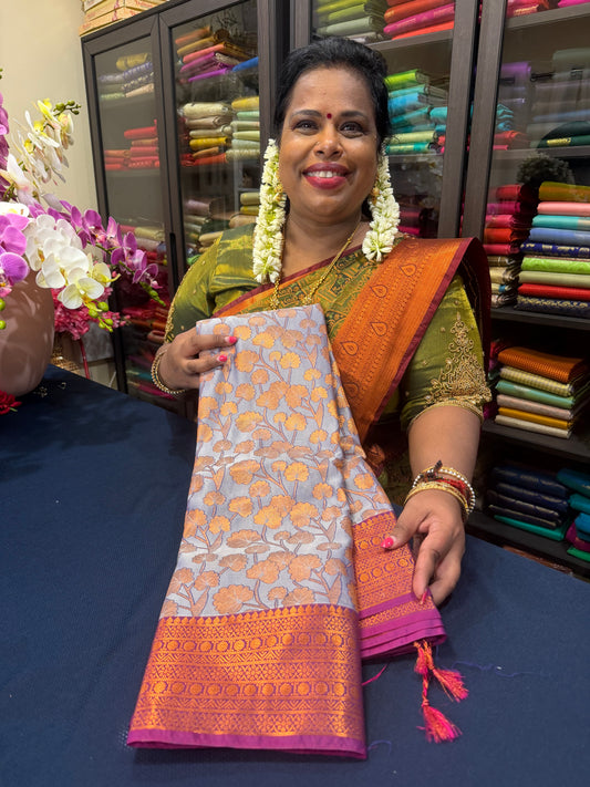 Semi Silk Saree Indian Bridal Kanjivaram / Kanchipuram Sari SEMI2