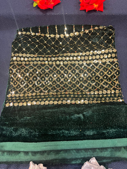 Velvet Blouse material 1m Bottle green M2