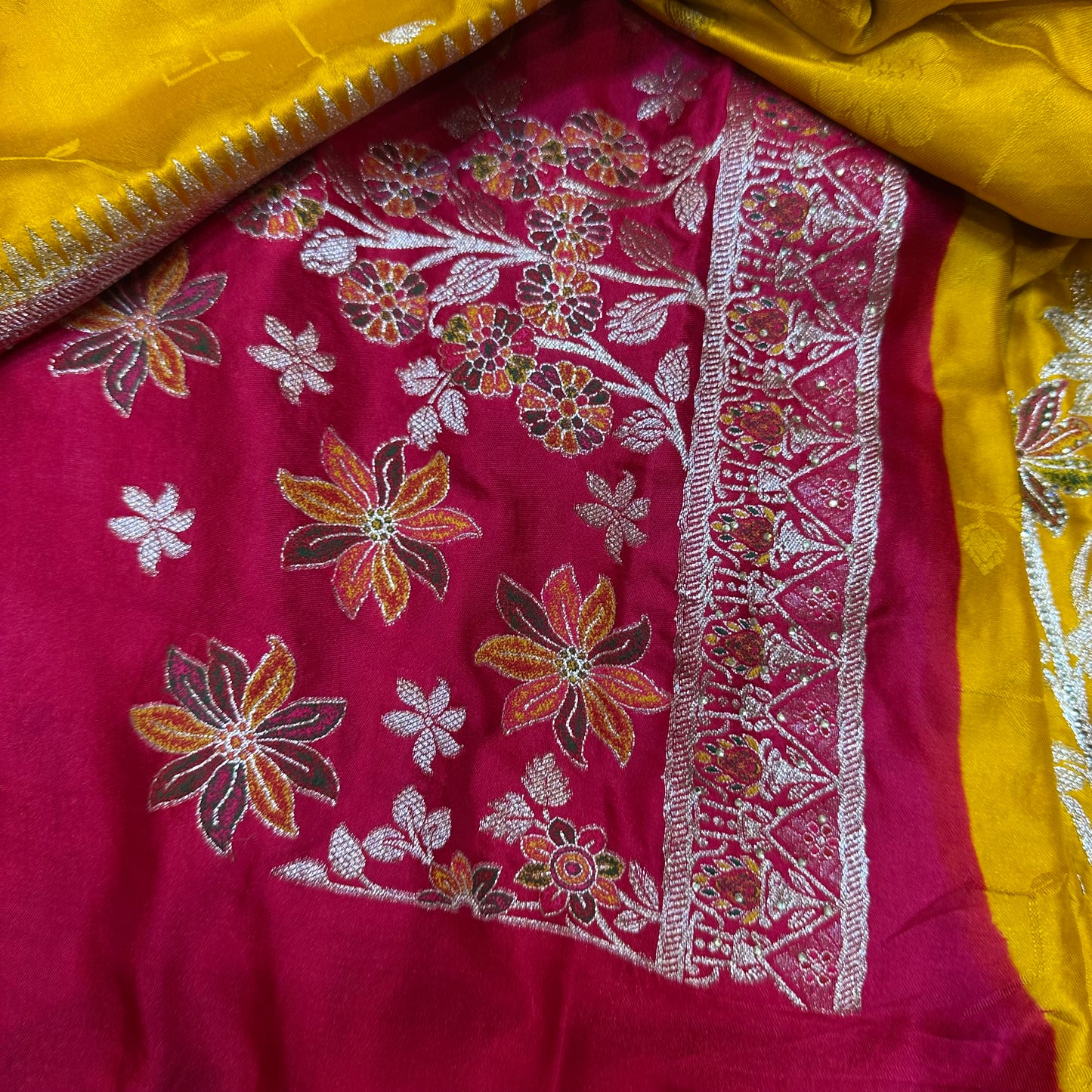 Blue Pink Sari Indian Fancy Stonework Party wear Silk Saree S145