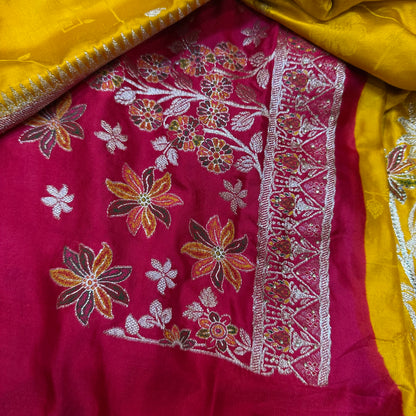 Blue Pink Sari Indian Fancy Stonework Party wear Silk Saree S145
