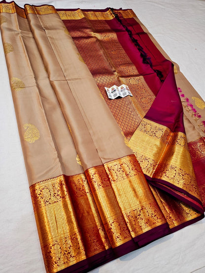 1g Gold Kanchipuram Pure Silk Saree Handloom Korvai Kanjivaram Sari SPK232