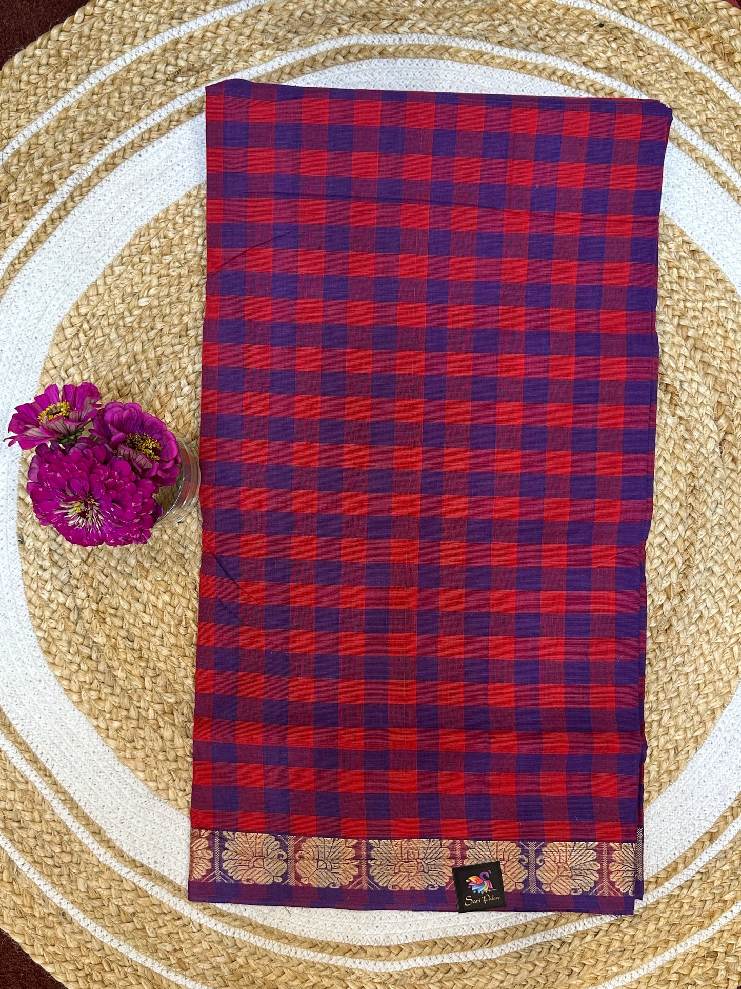 Sungudi Cotton Sari checked Indian Saree S65