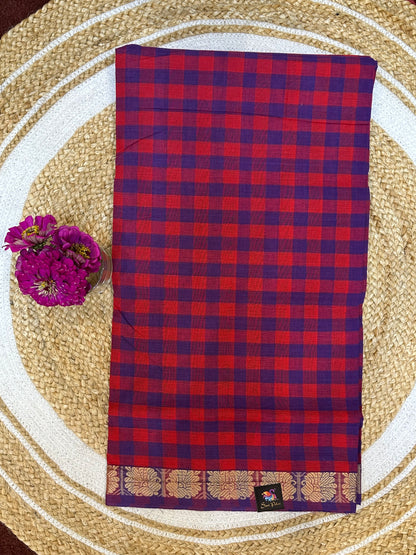 Sungudi Cotton Sari checked Indian Saree S65
