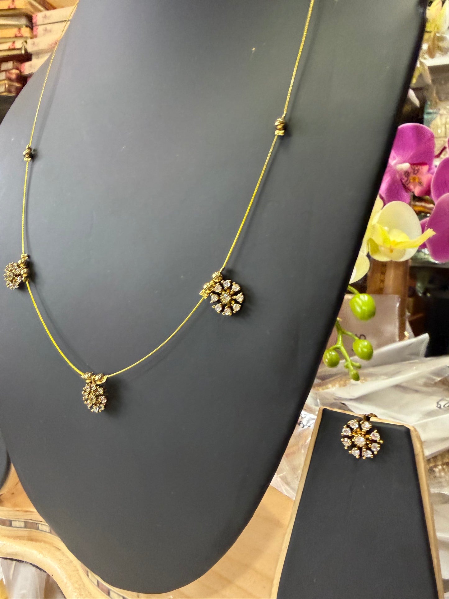 Indian Brass Necklace & Earrings Jewellery Set N59