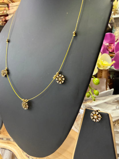 Indian Brass Necklace & Earrings Jewellery Set N59