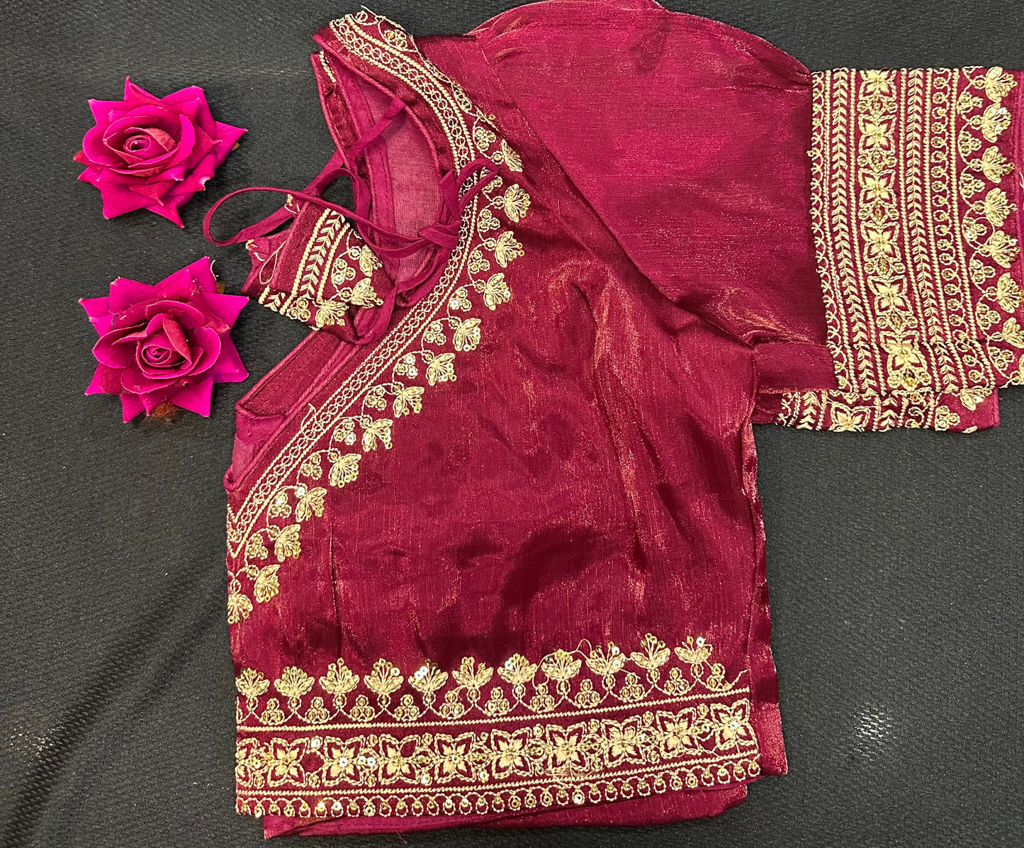 Navy Blue Sari Blouse Indian Saree Top Worked Choli B425