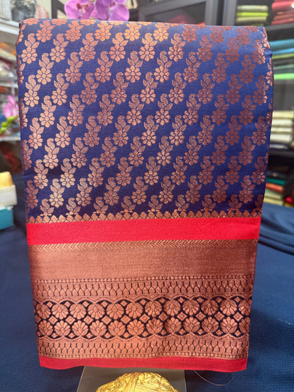 Sari Indian Bollywood Art Silk Navy Blue Diwali Saree Z13 Col 1