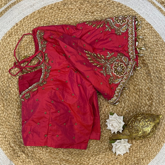 42” XL Size 12 size Aari Worked Sari Blouse Indian Saree Top Pink B231