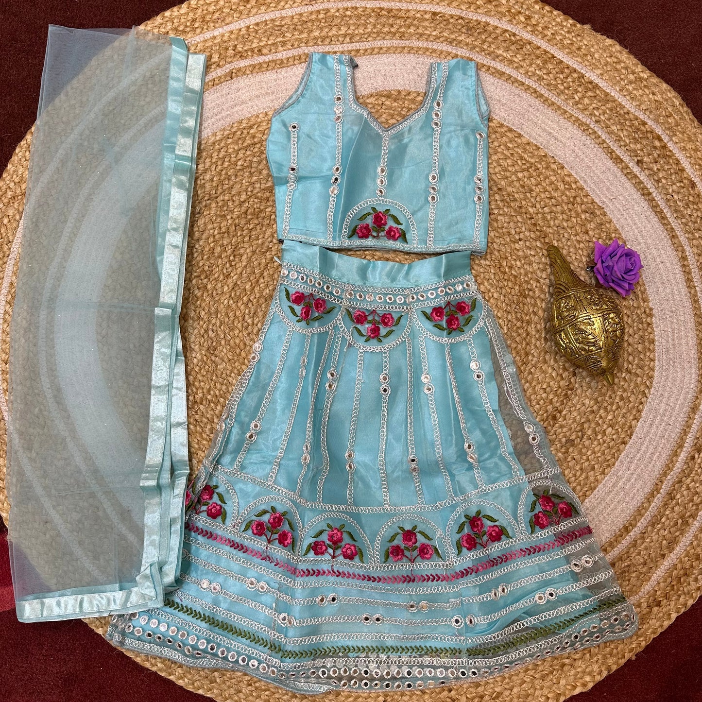 20” Size Age 2 Pink Indian Lehenga Pavadai Sattai Skirt Top G74 Col 2