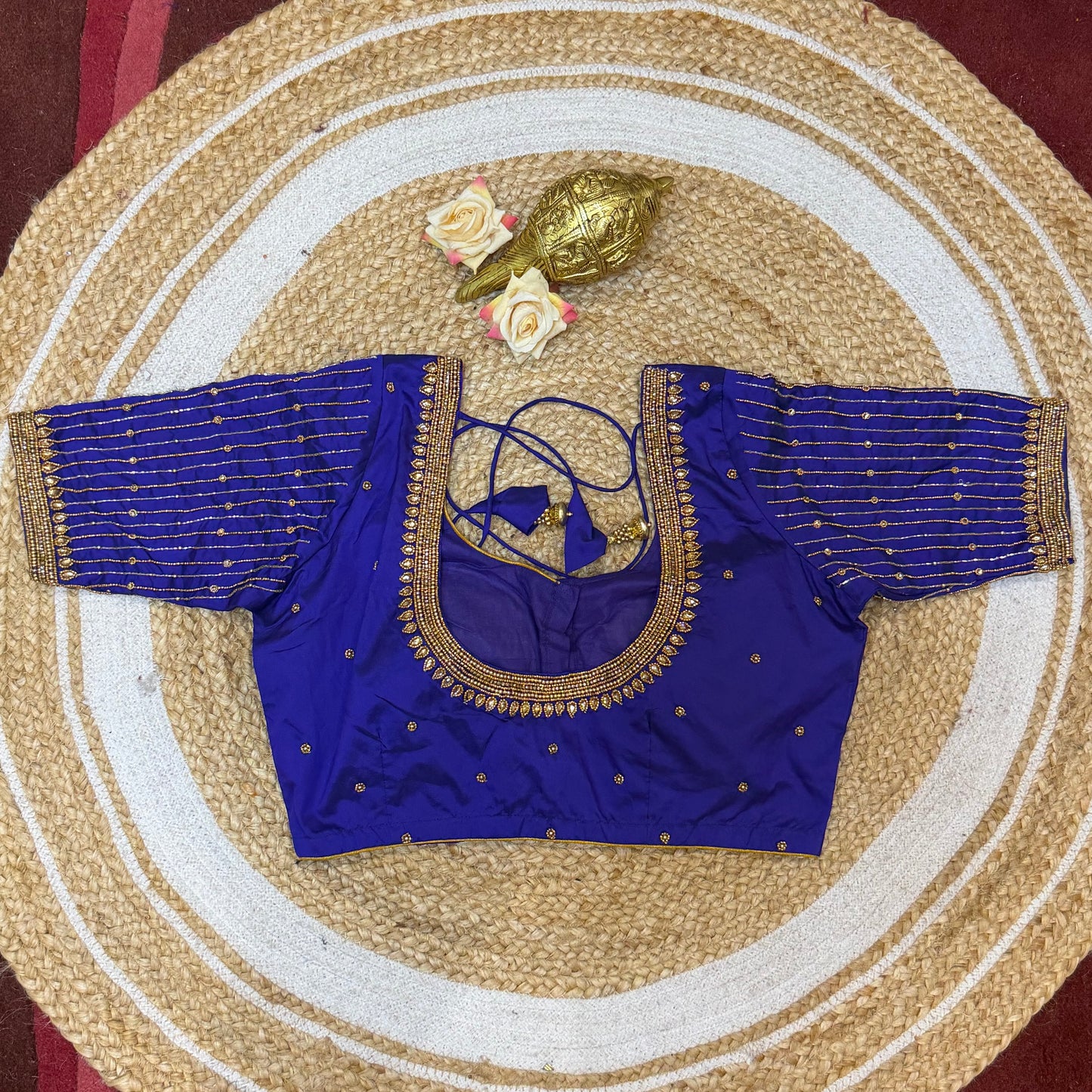 38” M Size 8 Aari Worked Sari Blouse Indian Saree Top Purple B320