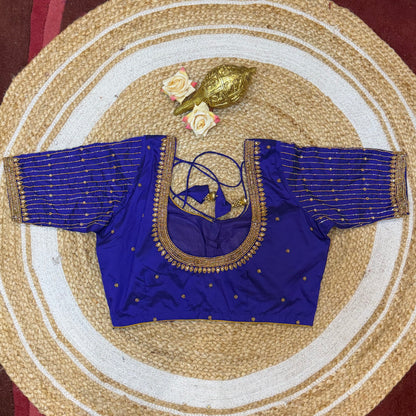 38” M Size 8 Aari Worked Sari Blouse Indian Saree Top Purple B320