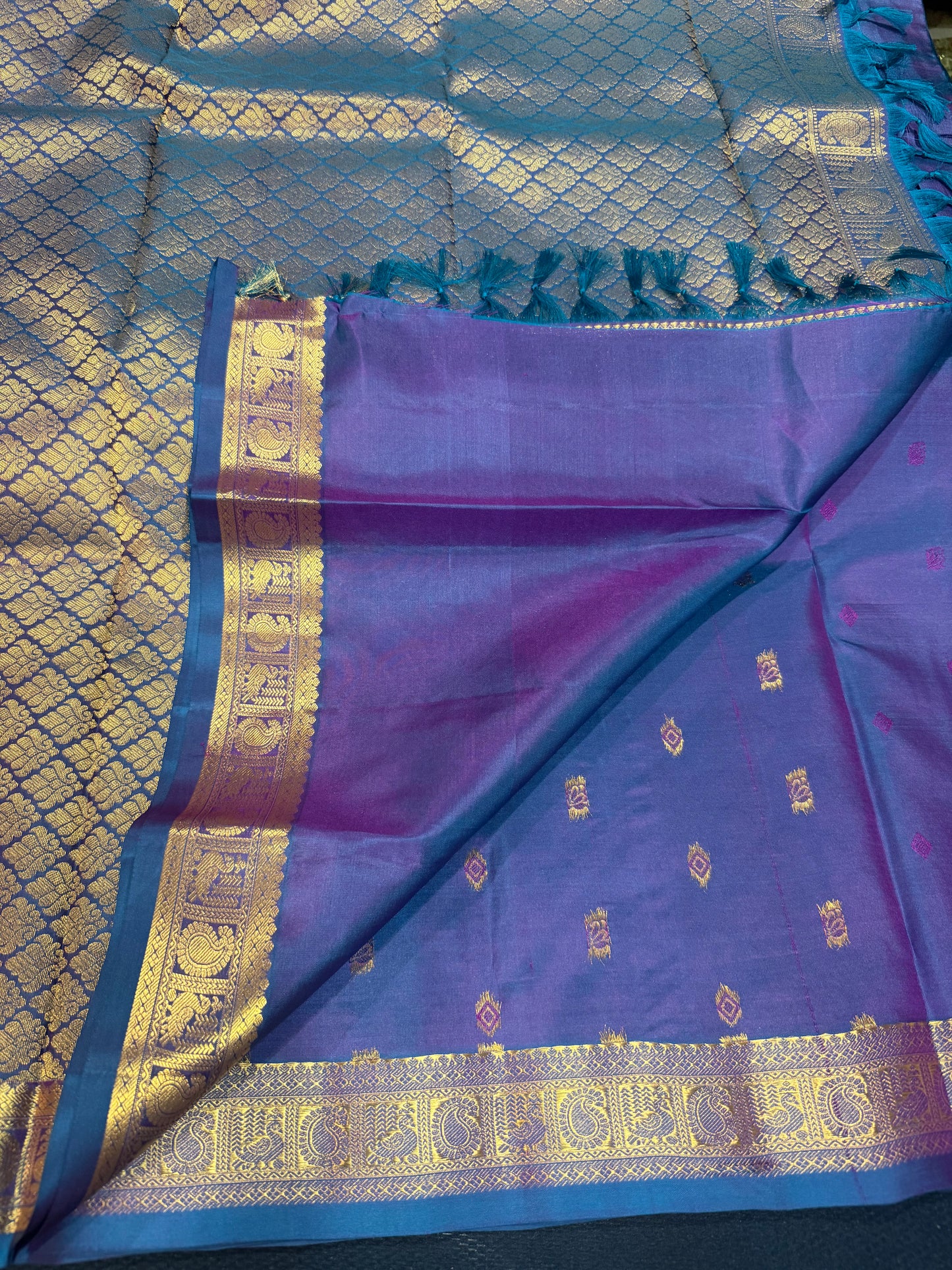 Bridal Blue Kanchipuram Pure Silk Saree Kanjivaram Sari SPK463