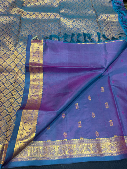 Bridal Blue Kanchipuram Pure Silk Saree Kanjivaram Sari SPK463