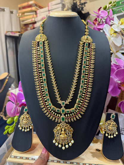 Indian Brass Necklace & Earrings Jewellery Set Haram N63