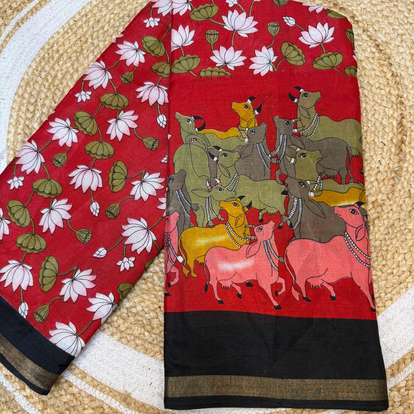 Yellow Indian Casual wear Saree Kalamkari Printed Sari S143