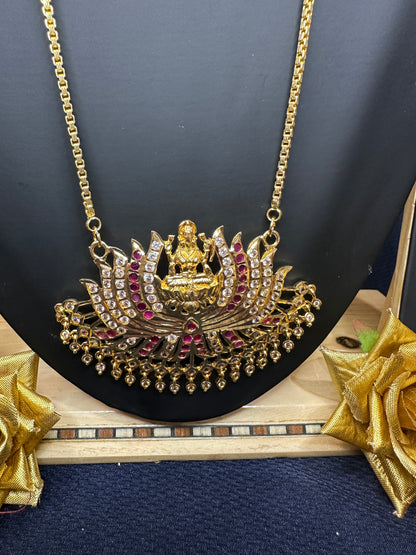 Impon Indian Necklace Ruby Pathakkam Haram N34