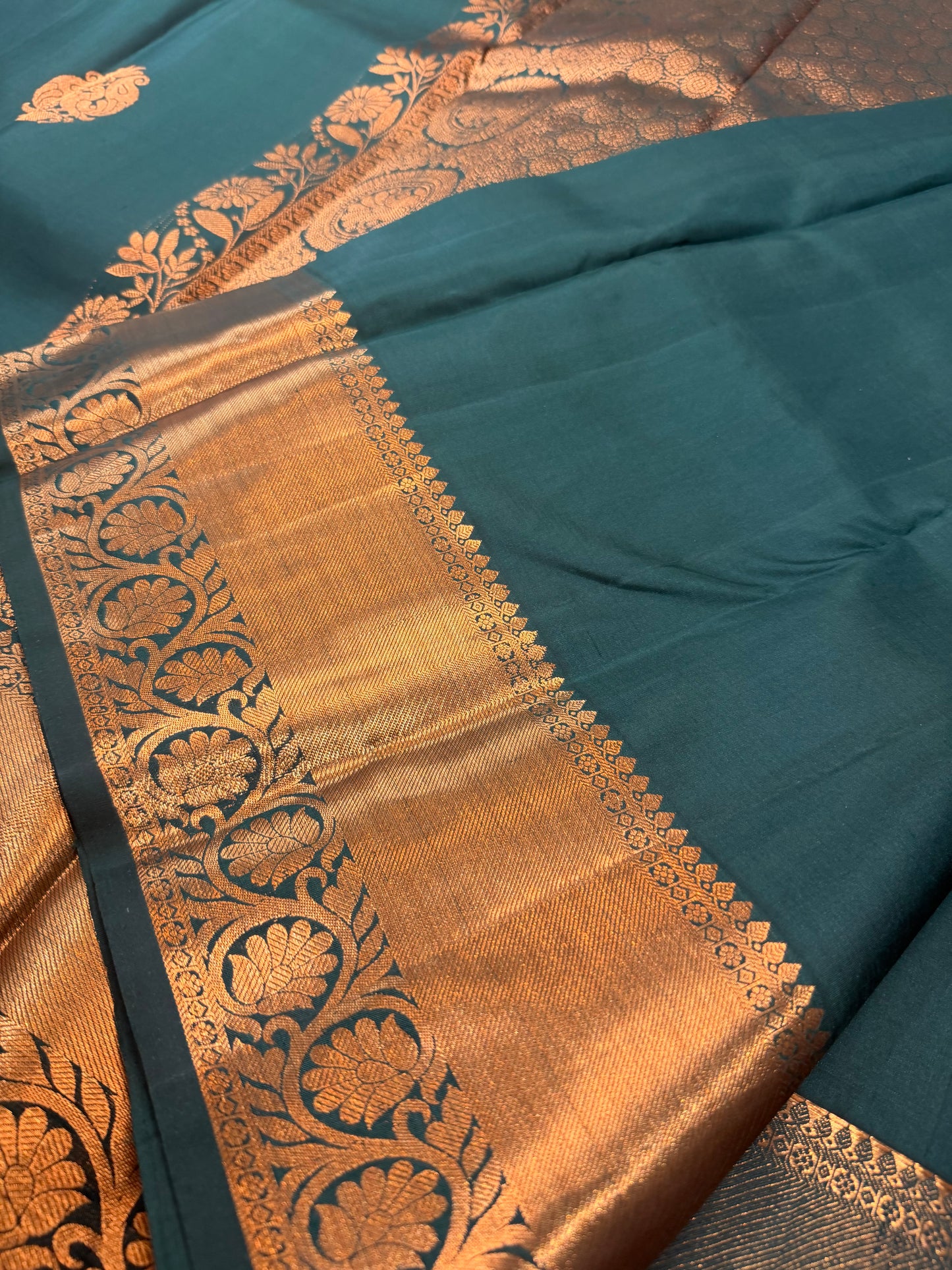 Kanchipuram Pure Silk Saree Green Kanjivaram Sari SPK230
