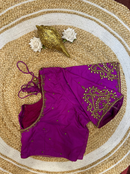 50” Size 20 Aari hand Worked Sari Blouse Indian Saree Top Choli Silk B48