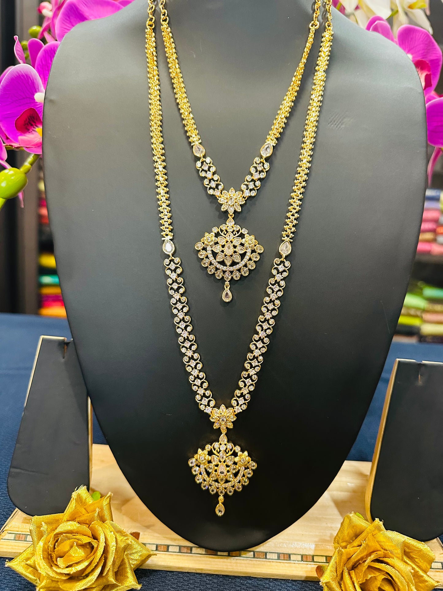 Forming Gold Temple Indian Necklace Addiyal Jewellery N43