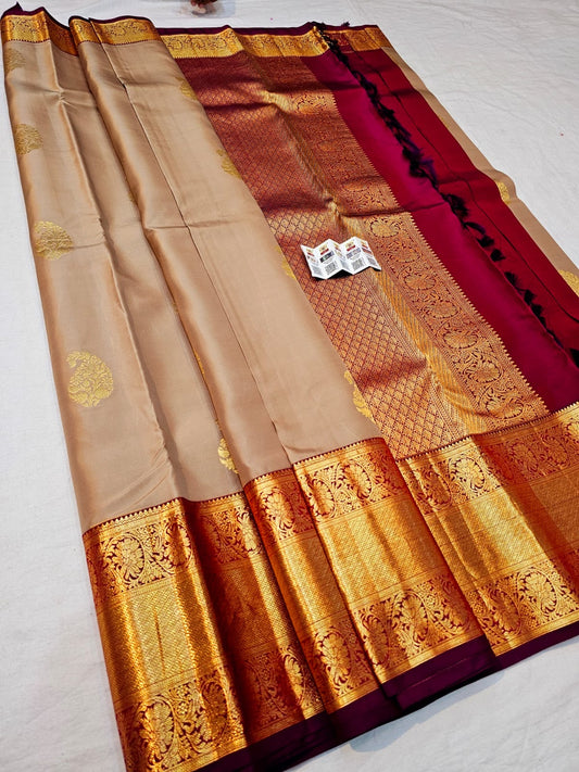 1g Gold Kanchipuram Pure Silk Saree Handloom Korvai Kanjivaram Sari SPK232