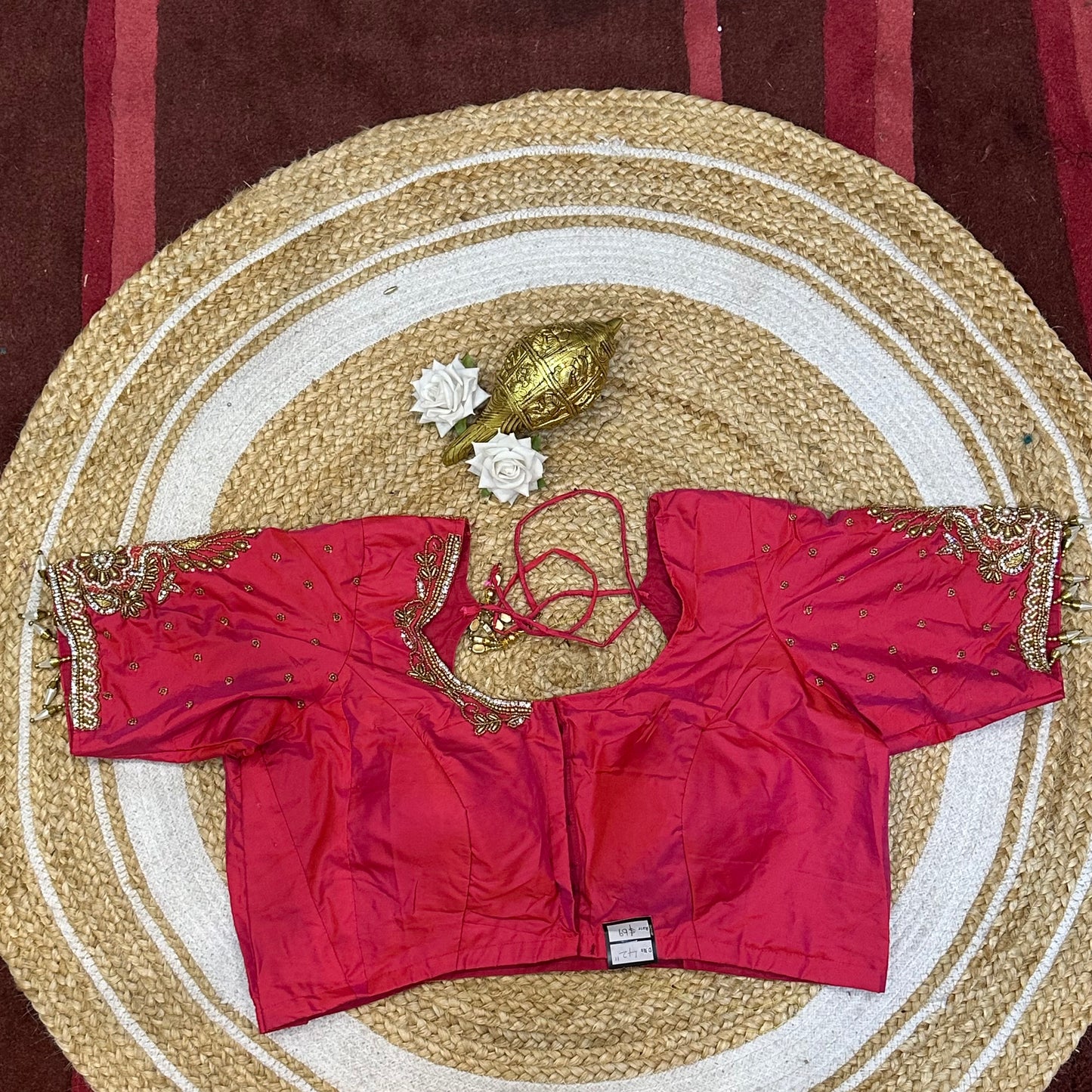 42” XL Size 12 size Aari Worked Sari Blouse Indian Saree Top Pink B231