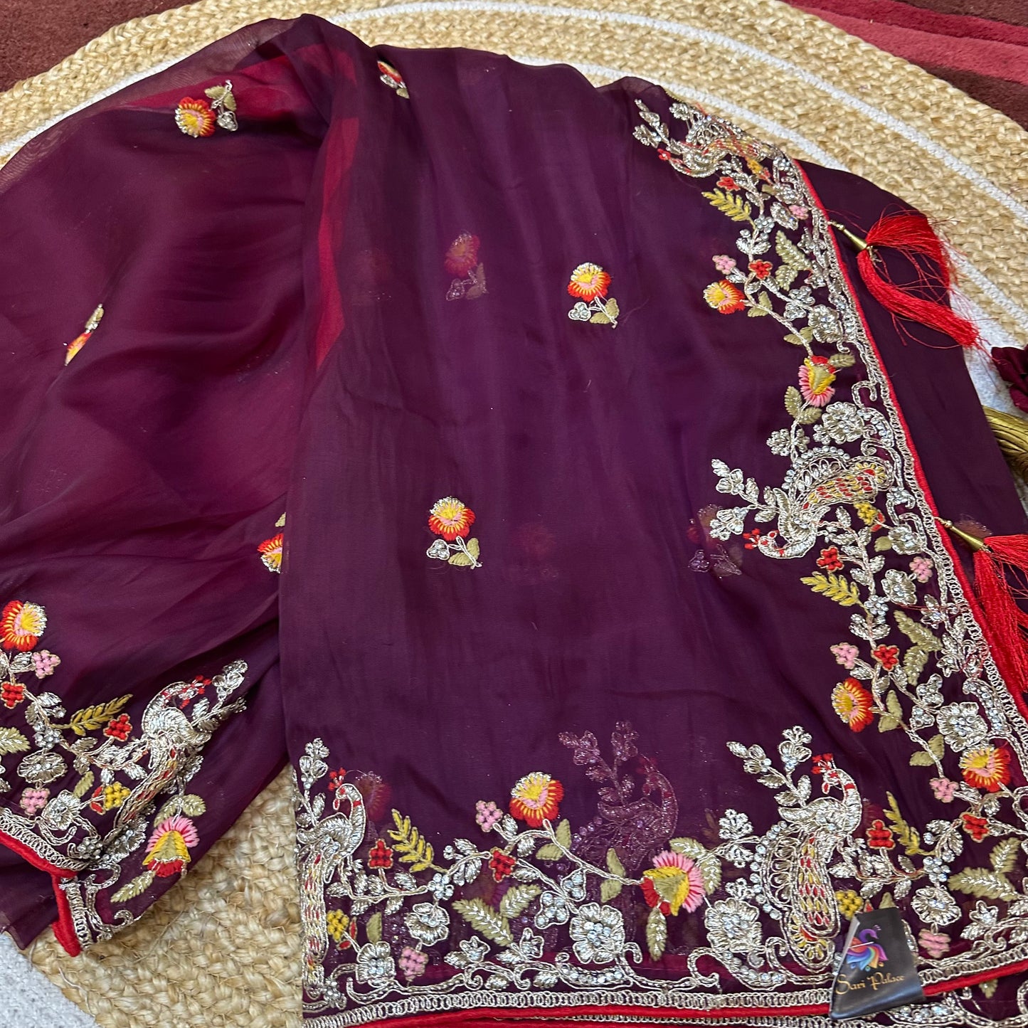 Sari Indian Fancy Party wear wine Saree SAR12