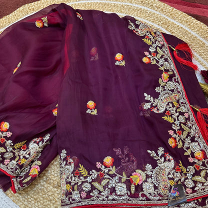 Sari Indian Fancy Party wear wine Saree SAR12