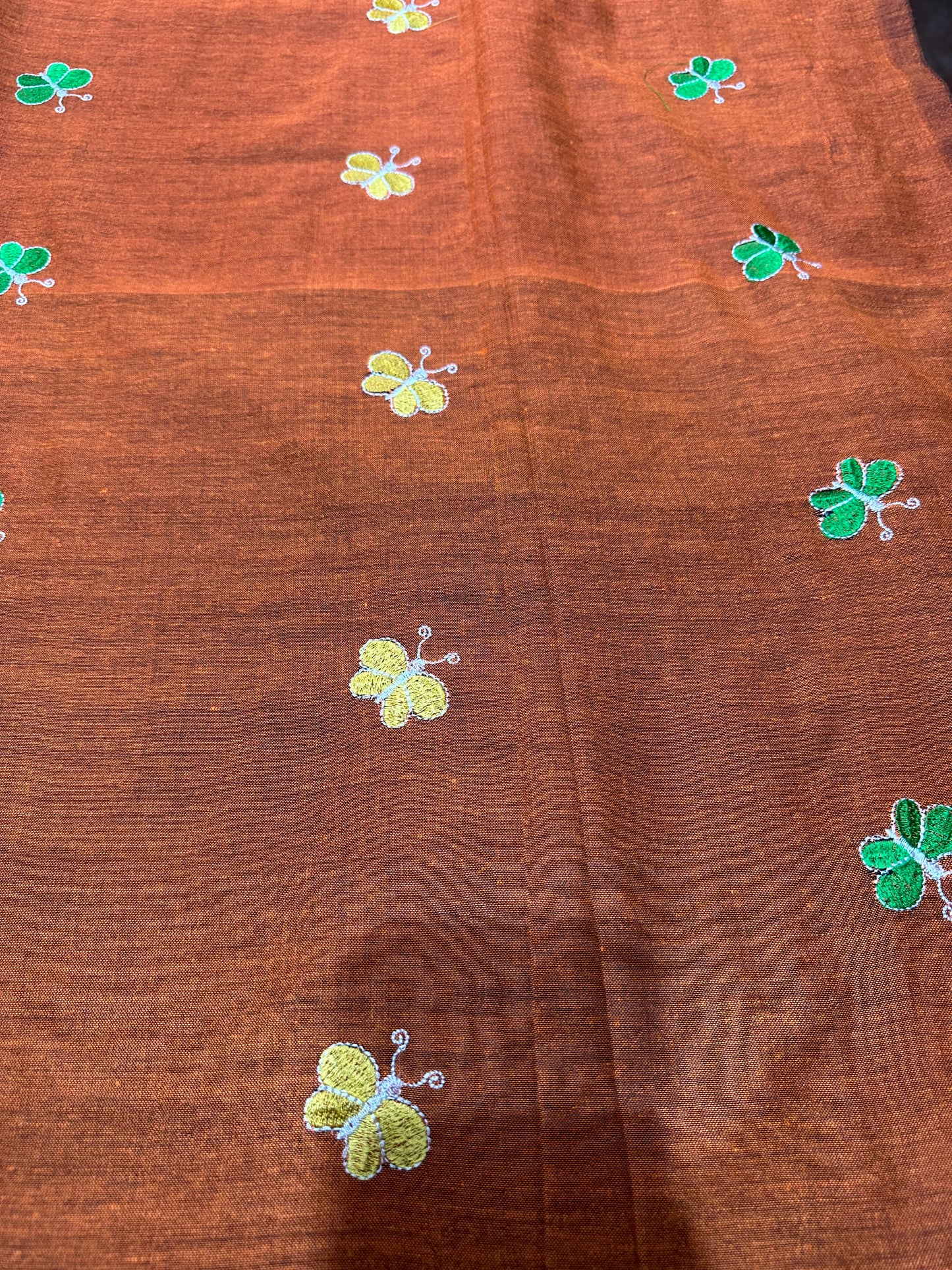 Khadi Soft Cotton Linen Sari Indian Saree Rusty Orange S59