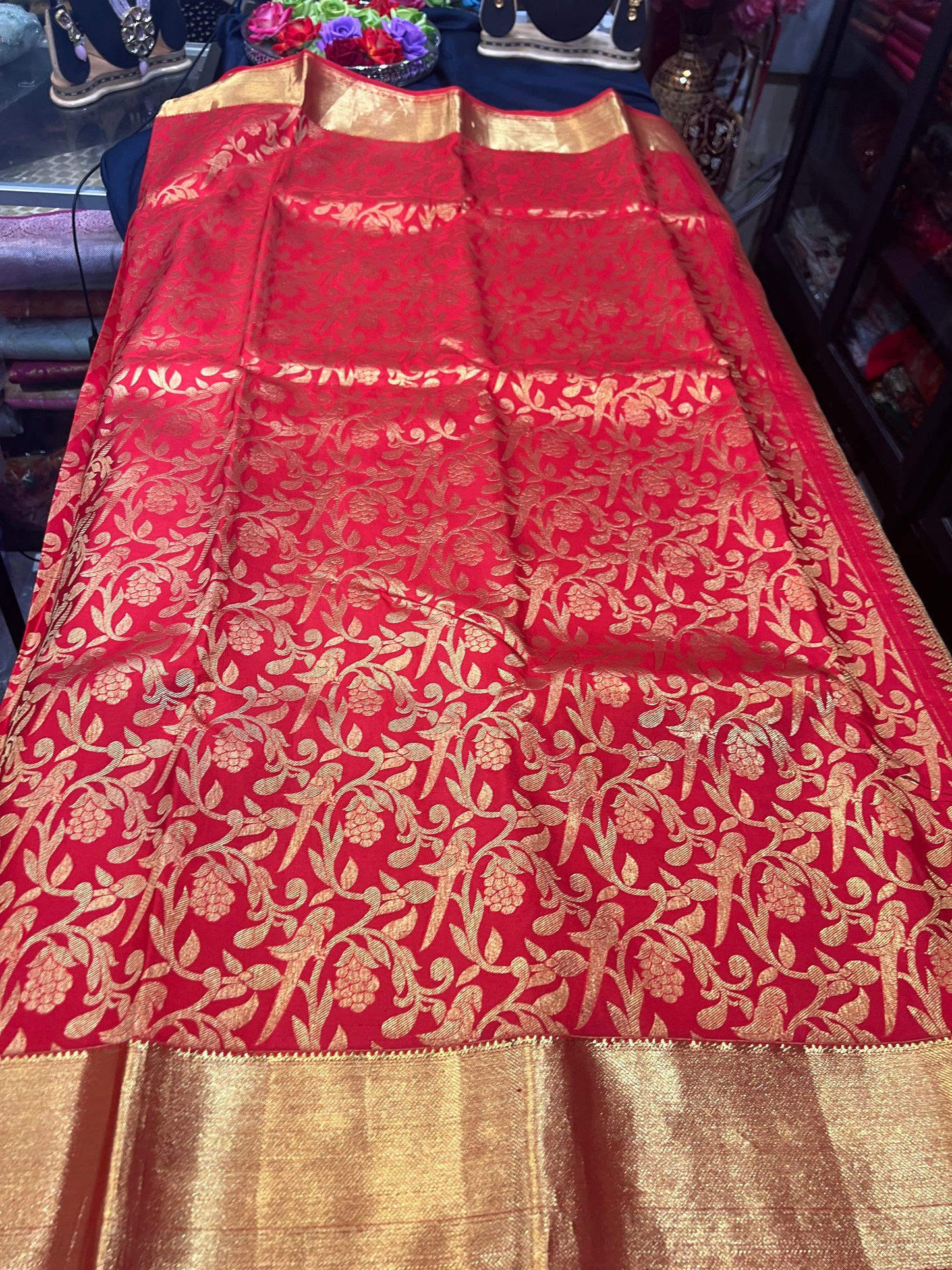 Kanchipuram Pure Silk Saree Red & Gold Kanjivaram Sari| SPK143