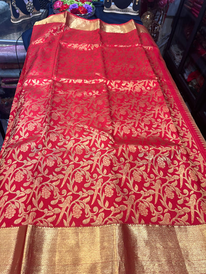 Kanchipuram Pure Silk Saree Red & Gold Kanjivaram Sari| SPK143