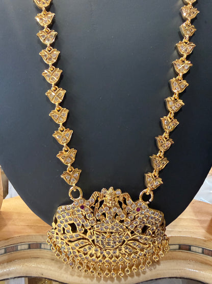 Indian Impon Necklace & Earrings Jewellery Set Haram White N71