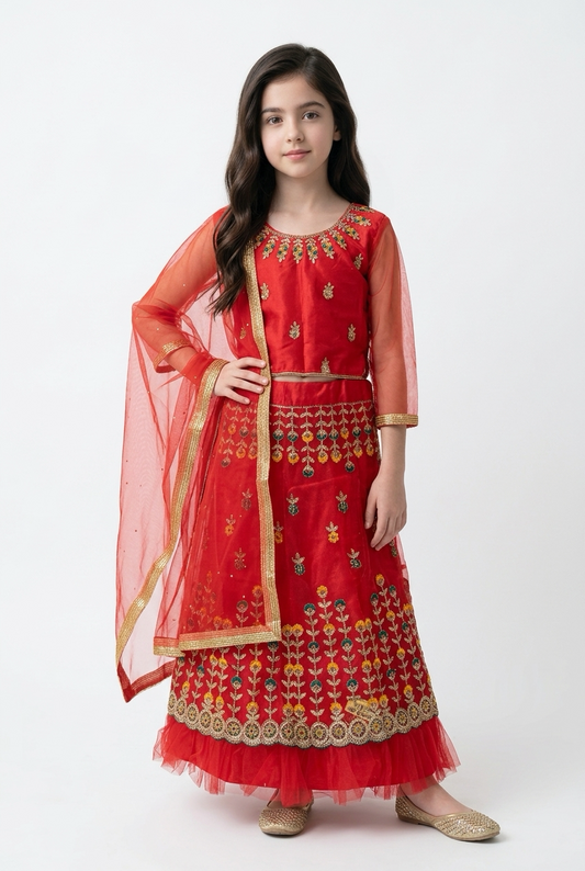 32” Size Age 7 to 9 Pink Indian Lehenga Pavadai Sattai Skirt Top G80 Col 3