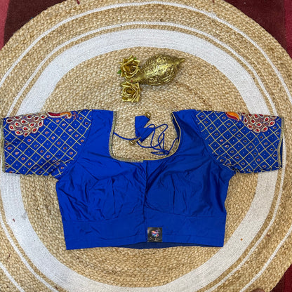 38” M Size 8 Aari Worked Sari Blouse Indian Saree Top Royal Blue B284