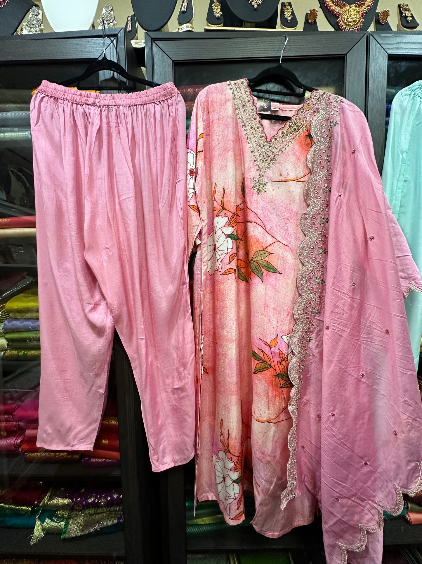 48” 4XL Indian Ladies Outfit Pink Salwar Kameez Suit SS3